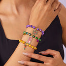 3-Pack Style 3 Christmas Charm Beaded Bracelet Set - Festive Alloy and Acrylic Stretch Jewelry with Christmas elements - Holiday Party Favors and Stocking Stuffer Gifts for Women and Girls