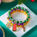 3-Pack Style 3 Christmas Charm Beaded Bracelet Set - Festive Alloy and Acrylic Stretch Jewelry with Christmas elements - Holiday Party Favors and Stocking Stuffer Gifts for Women and Girls