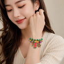 3-Pack Style 3 Christmas Charm Beaded Bracelet Set - Festive Alloy and Acrylic Stretch Jewelry with Christmas elements - Holiday Party Favors and Stocking Stuffer Gifts for Women and Girls