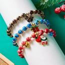 3-Pack Style 4 Christmas Charm Beaded Bracelet Set - Festive Alloy and Acrylic Stretch Jewelry with Christmas elements - Holiday Party Favors and Stocking Stuffer Gifts for Women and Girls