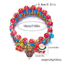 3-Pack Style 4 Christmas Charm Beaded Bracelet Set - Festive Alloy and Acrylic Stretch Jewelry with Christmas elements - Holiday Party Favors and Stocking Stuffer Gifts for Women and Girls