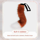 Black-White Furry Animal Cosplay Half Suit Set - Fox Mask with Detachable Fangs, Faux Fur Paws and Wire Poseable Tail - Party Costume and Halloween Accessories