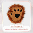 Orange-White Furry Animal Cosplay Half Suit Set - Fox Mask with Detachable Fangs, Faux Fur Paws and Wire Poseable Tail - Party Costume and Halloween Accessories