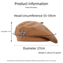 Women's Wool Blend Beret Hat - Khaki French Style Painter Cap with Sparkling Rhinestone Star Detail, Soft Knit Fashion Headwear for Autumn and Winter