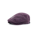 Women's Plaid Flat Cap - Purple Check Newsboy Painter Hat, Adjustable Double Snap Design, Short Brim Vintage Casual Cap for Everyday Streetwear
