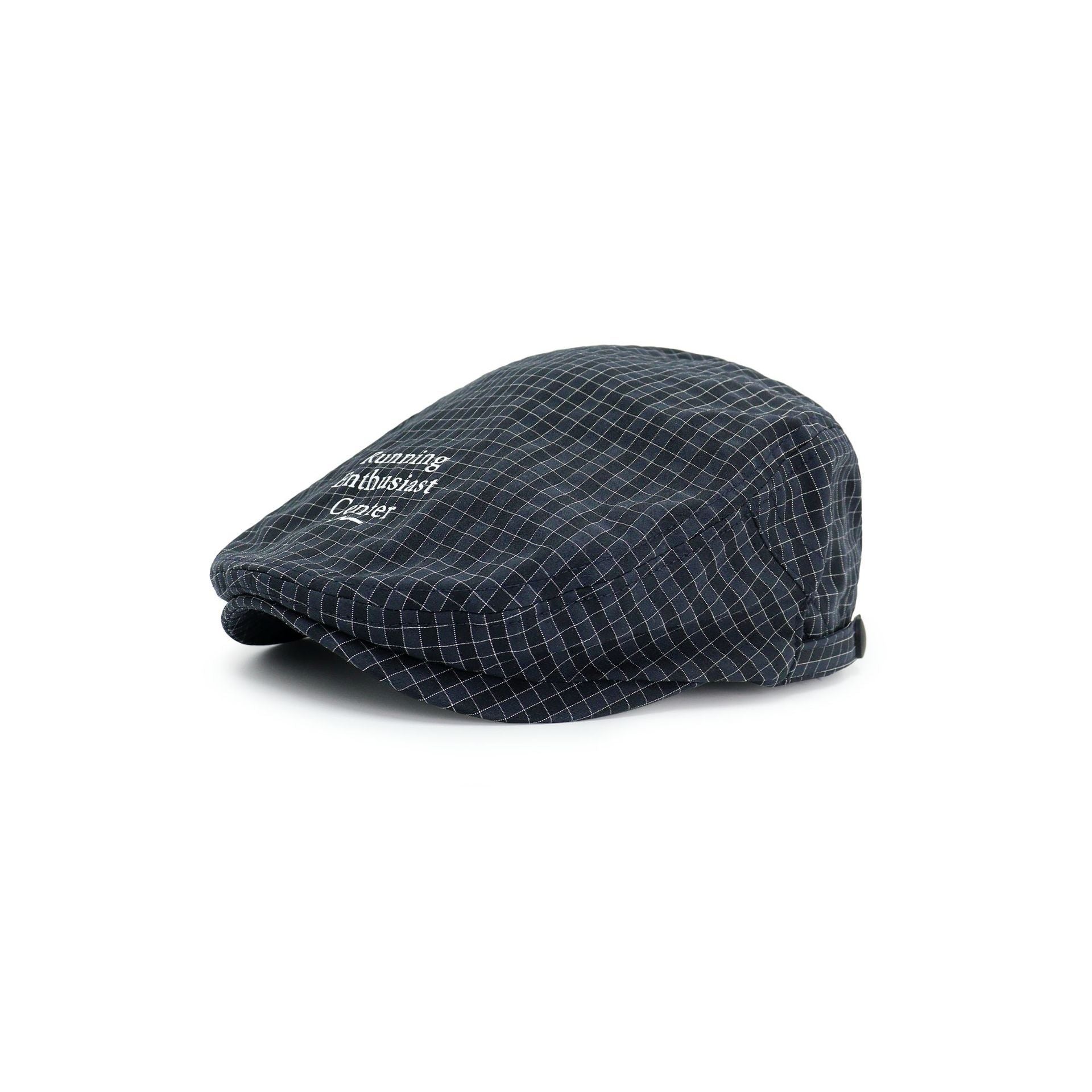 Women's Plaid Flat Cap - Navy Blue Check Newsboy Painter Hat, Adjustable Double Snap Design, Short Brim Vintage Casual Cap for Everyday Streetwear