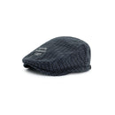 Women's Plaid Flat Cap - Navy Blue Check Newsboy Painter Hat, Adjustable Double Snap Design, Short Brim Vintage Casual Cap for Everyday Streetwear