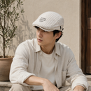 Women's Plaid Flat Cap - Beige Check Newsboy Painter Hat, Adjustable Double Snap Design, Short Brim Vintage Casual Cap for Everyday Streetwear