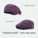 Women's Plaid Flat Cap - Khaki Check Newsboy Painter Hat, Adjustable Double Snap Design, Short Brim Vintage Casual Cap for Everyday Streetwear