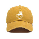 Yellow Vintage Washed Panda Print Baseball Cap - Adjustable Cotton Cap with Curved Brim for Sun Protection and Casual Streetwear Style