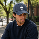 Blue Vintage Washed Panda Print Baseball Cap - Adjustable Cotton Cap with Curved Brim for Sun Protection and Casual Streetwear Style