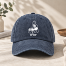 Blue Vintage Washed Panda Print Baseball Cap - Adjustable Cotton Cap with Curved Brim for Sun Protection and Casual Streetwear Style