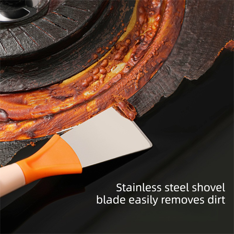 2-Pack Green Dual Head Kitchen Cleaning Brush Set - Stainless Steel Scraper and Copper Wire Brush - Heavy Duty Grease Removal, Detachable Handle, Multi Surface Use for Stovetops and Ovens