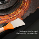 2-Pack Orange Dual Head Kitchen Cleaning Brush Set - Stainless Steel Scraper and Copper Wire Brush - Heavy Duty Grease Removal, Detachable Handle, Multi Surface Use for Stovetops and Ovens