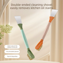 2-Pack Orange Dual Head Kitchen Cleaning Brush Set - Stainless Steel Scraper and Copper Wire Brush - Heavy Duty Grease Removal, Detachable Handle, Multi Surface Use for Stovetops and Ovens