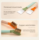 2-Pack Orange Dual Head Kitchen Cleaning Brush Set - Stainless Steel Scraper and Copper Wire Brush - Heavy Duty Grease Removal, Detachable Handle, Multi Surface Use for Stovetops and Ovens