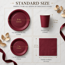 25 Guest Deep Red Disposable Tableware Set - 9 Inch and 7 Inch Paper Plates, Cups, Napkins and Plastic Cutlery - Elegant Party Supplies for Weddings, Birthdays and Holiday Dinners