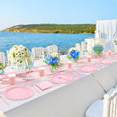 Pink Scalloped Edge Disposable Party Tableware Set - 175 Pieces for 25 Guests - Food Grade Paper Plates Cups Napkins Cutlery for Birthday Wedding Holiday Dinner