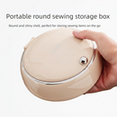 White Magnetic Sewing Kit - Portable Round Case with 20 Needles, 15 Thread Spools, Scissors, Thimble, Tape Measure for Home Dorm Travel Repairs
