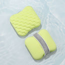 1PCS Green Soap Bag with Sponge Puff - Thickened Wave Texture Foam Maker with Elastic Strap for Face Wash Body Cleansing and Makeup Removal