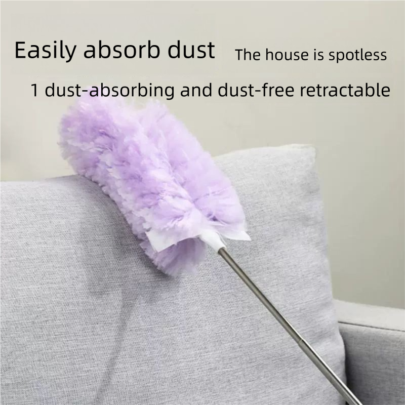 Purple Electrostatic Duster with Extendable Handle - Disposable Double-Sided 360 Degree Dust Removal Tool for Home Car and High Reach Cleaning