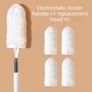 White Electrostatic Duster with Extendable Handle - Disposable Double-Sided 360 Degree Dust Removal Tool for Home Car and High Reach Cleaning