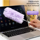 White Electrostatic Duster with Extendable Handle - Disposable Double-Sided 360 Degree Dust Removal Tool for Home Car and High Reach Cleaning