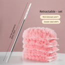 Pink Electrostatic Duster with Extendable Handle - Disposable Double-Sided 360 Degree Dust Removal Tool for Home Car and High Reach Cleaning