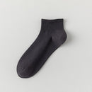 5 Pairs Dark Gray Cotton Blend Ankle Socks - Solid Colour Breathable Short Socks with Ribbed Cuffs, Soft Everyday Casual Socks for Work, Sport and Daily Wear