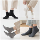 5 Pairs Dark Gray Cotton Blend Ankle Socks - Solid Colour Breathable Short Socks with Ribbed Cuffs, Soft Everyday Casual Socks for Work, Sport and Daily Wear