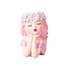 Girl Resin Planter Pot - 17 cm Decorative Flower Crown Face Planter, Creative Succulent Plant Pot for Home, Garden, Balcony and Desktop Decor