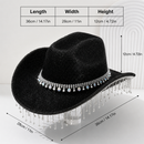 Pink Rhinestone Fringe Cowboy Hat - Sparkling Western Party Hat with Round Gemstone Band and Crystal Tassel Fringe for Festivals, Carnival, Dance and Stage Performance