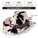 Beige Cow Print Western Cowboy Hat - Retro Cattle Head Studded Band, 57cm Head Fit, Wide Brim Country Style Hat for Parties, Festivals and Outdoor Wear