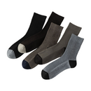 5 Pairs Men's Ribbed Crew Socks - Assorted Dark Colours, Soft Stretch Mid-Calf Business Casual Socks for Work, Everyday Wear and Cooler Weather