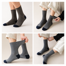 5 Pairs Men's Ribbed Crew Socks - Assorted Dark Colours, Soft Stretch Mid-Calf Business Casual Socks for Work, Everyday Wear and Cooler Weather
