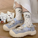 4 Pairs Women's Cartoon Animal Crew Socks (Four mixed)- Lightweight Breathable Mid-Calf Cotton Socks for Spring Summer, Casual Everyday Wear and Sneakers
