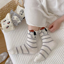4 Pairs Women's Cartoon Animal Crew Socks (Four mixed)- Lightweight Breathable Mid-Calf Cotton Socks for Spring Summer, Casual Everyday Wear and Sneakers