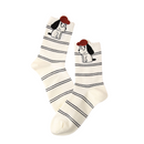 4 Pairs Women's Cartoon Animal Crew Socks (Striped puppy)- Lightweight Breathable Mid-Calf Cotton Socks for Spring Summer, Casual Everyday Wear and Sneakers
