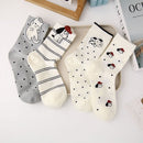 4 Pairs Women's Cartoon Animal Crew Socks (Striped puppy)- Lightweight Breathable Mid-Calf Cotton Socks for Spring Summer, Casual Everyday Wear and Sneakers