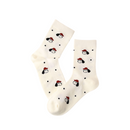 4 Pairs Women's Cartoon Animal Crew Socks (All-over dog head print)- Lightweight Breathable Mid-Calf Cotton Socks for Spring Summer, Casual Everyday Wear and Sneakers