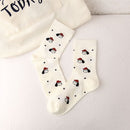 4 Pairs Women's Cartoon Animal Crew Socks (All-over dog head print)- Lightweight Breathable Mid-Calf Cotton Socks for Spring Summer, Casual Everyday Wear and Sneakers
