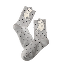 4 Pairs Women's Cartoon Animal Crew Socks  (Grey cat)- Lightweight Breathable Mid-Calf Cotton Socks for Spring Summer, Casual Everyday Wear and Sneakers