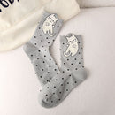 4 Pairs Women's Cartoon Animal Crew Socks  (Grey cat)- Lightweight Breathable Mid-Calf Cotton Socks for Spring Summer, Casual Everyday Wear and Sneakers