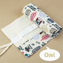 108-Slot Print Canvas Pencil Roll (Owl)- Large Capacity Roll-Up Pencil Case with Individual Holders and Tie Closure for Coloured Pencils, Drawing and Sketching