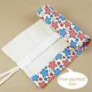 108-Slot Print Canvas Pencil Roll (Five-pointed star)- Large Capacity Roll-Up Pencil Case with Individual Holders and Tie Closure for Coloured Pencils, Drawing and Sketching