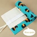 108-Slot Print Canvas Pencil Roll (Blue stripes)- Large Capacity Roll-Up Pencil Case with Individual Holders and Tie Closure for Coloured Pencils, Drawing and Sketching