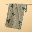 Green 5-Piece Soft Absorbent Towel Set - Bear Print Face and Bath Towels with Bound Edges, Soft Quick-Drying Towels for Bathroom, Home and Everyday Use