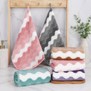 Purple 5-Pack Wave Pattern Towels - Thick Soft Absorbent Face Towels with Bound Edges, Quick-Drying Skin-Friendly Towels for Bathroom, Washing and Shower Use