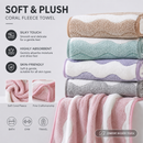 5 Mixed Colors Wave Pattern Towels - Thick Soft Absorbent Face Towels with Bound Edges, Quick-Drying Skin-Friendly Towels for Bathroom, Washing and Shower Use