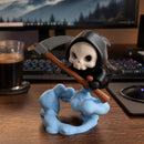 Cute Grim Reaper Figurine - 3D Printed Skeleton Display Model with Scythe and Floating Cloud Base, Halloween Desk Decor and Novelty Gift